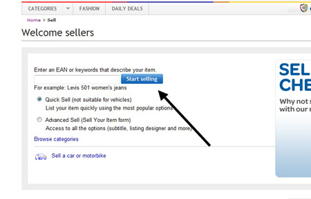 Ebay start selling