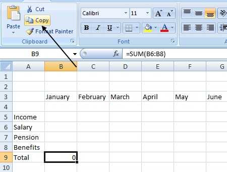 Spreadsheet copy function