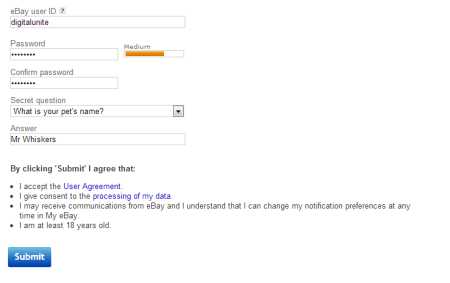 Ebay registration