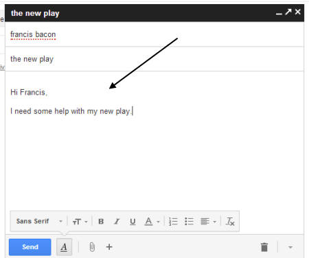 Main body of email