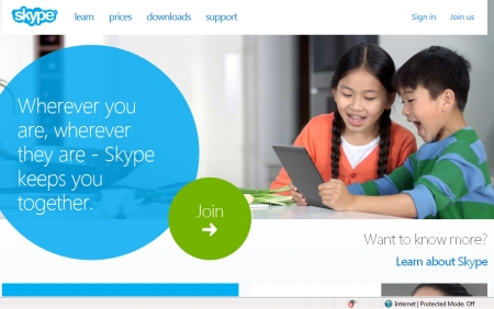 Skype.com home page