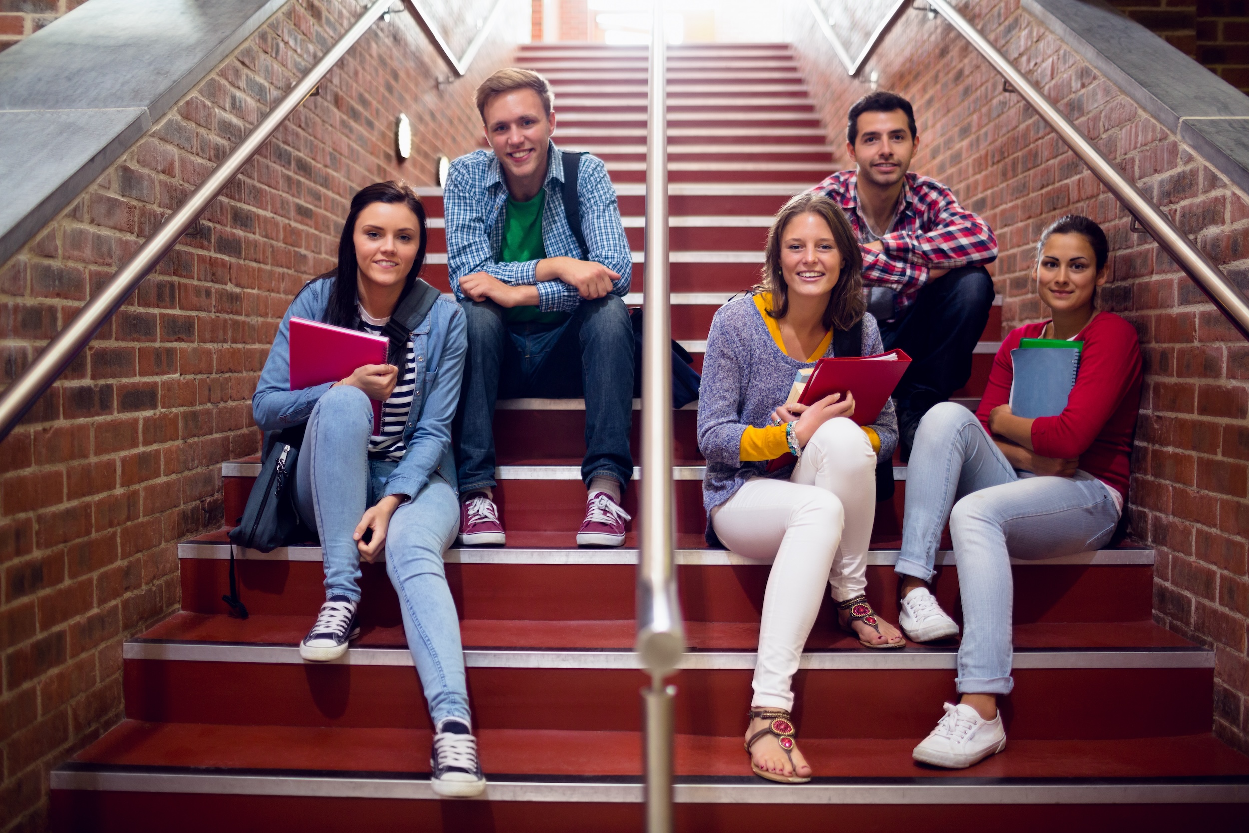 students on stairs