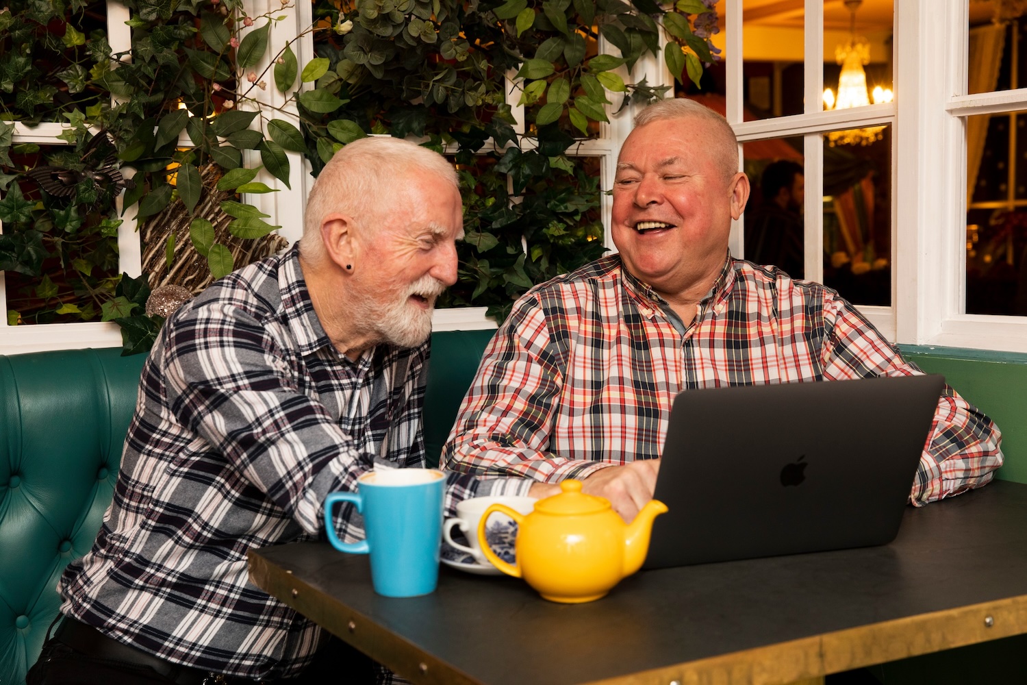 two men laughing