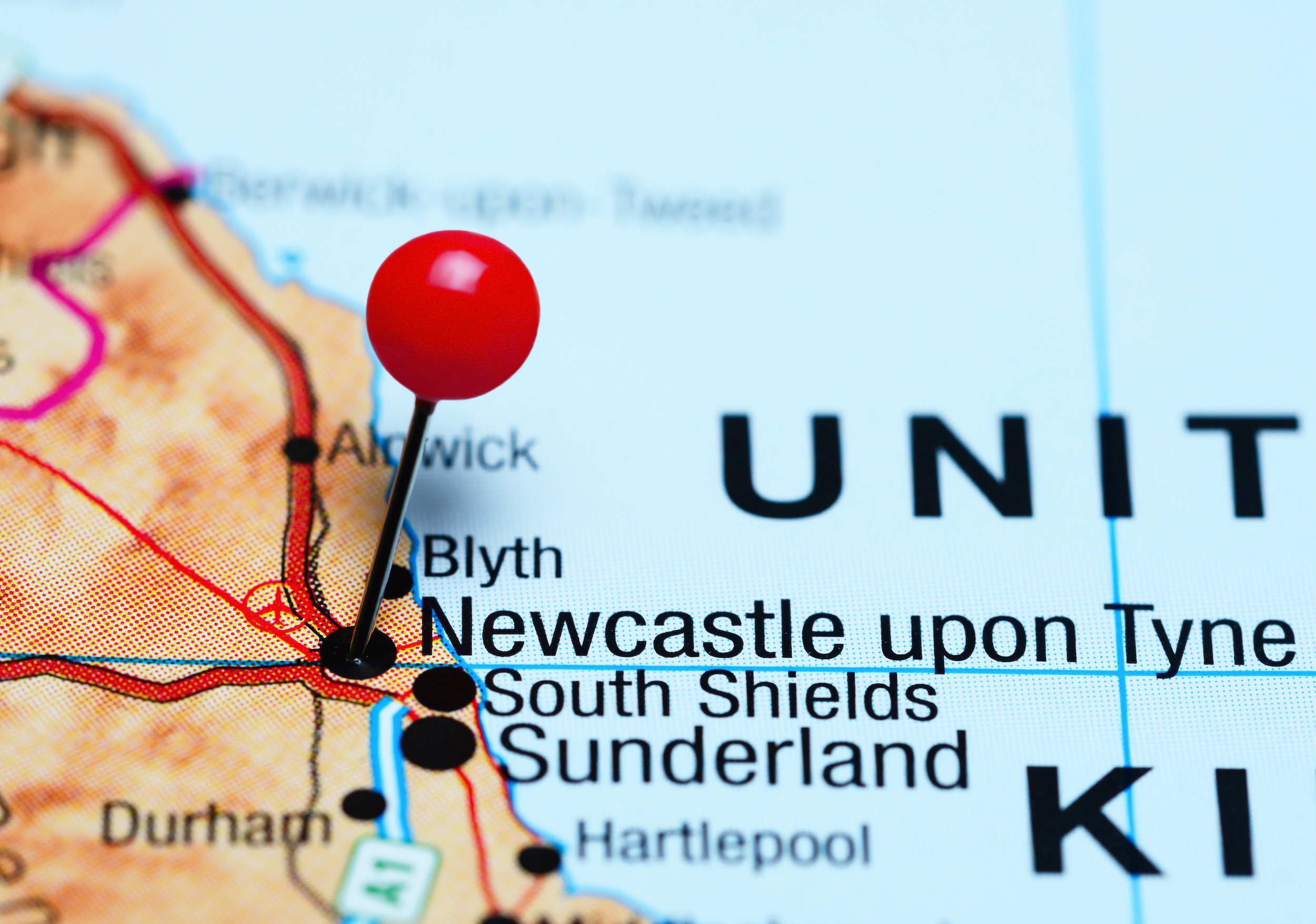 map with newcastle on it