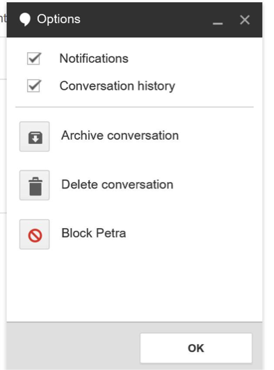 Gmail chat settings