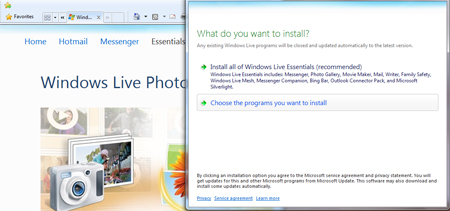 Windows live photo gallery choose the programs you want to install