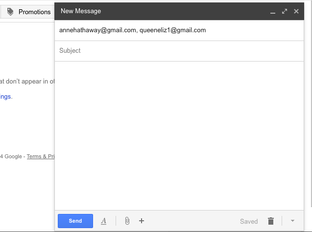 Composing an email to multiple recipients in Gmail