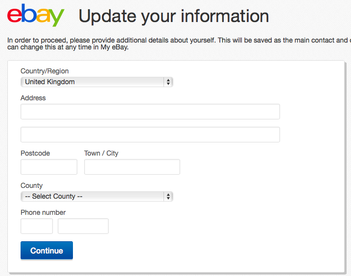 Update your information on eBay