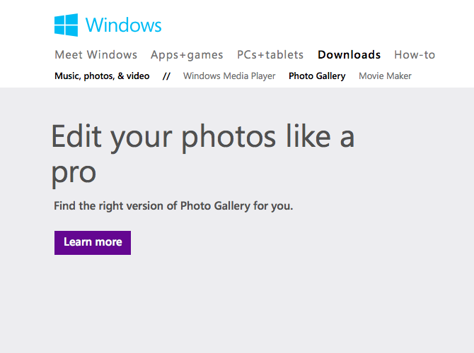 Windows Live Photo Gallery options page