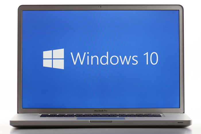 Windows 10 logo on a laptop