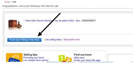 Track your listing in my eBay