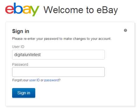 Ebay log in