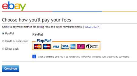 Ebay payment type