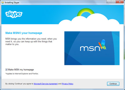 MSN as homepage