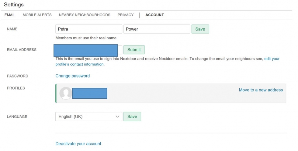 You can change your email address, password and other details in settings 