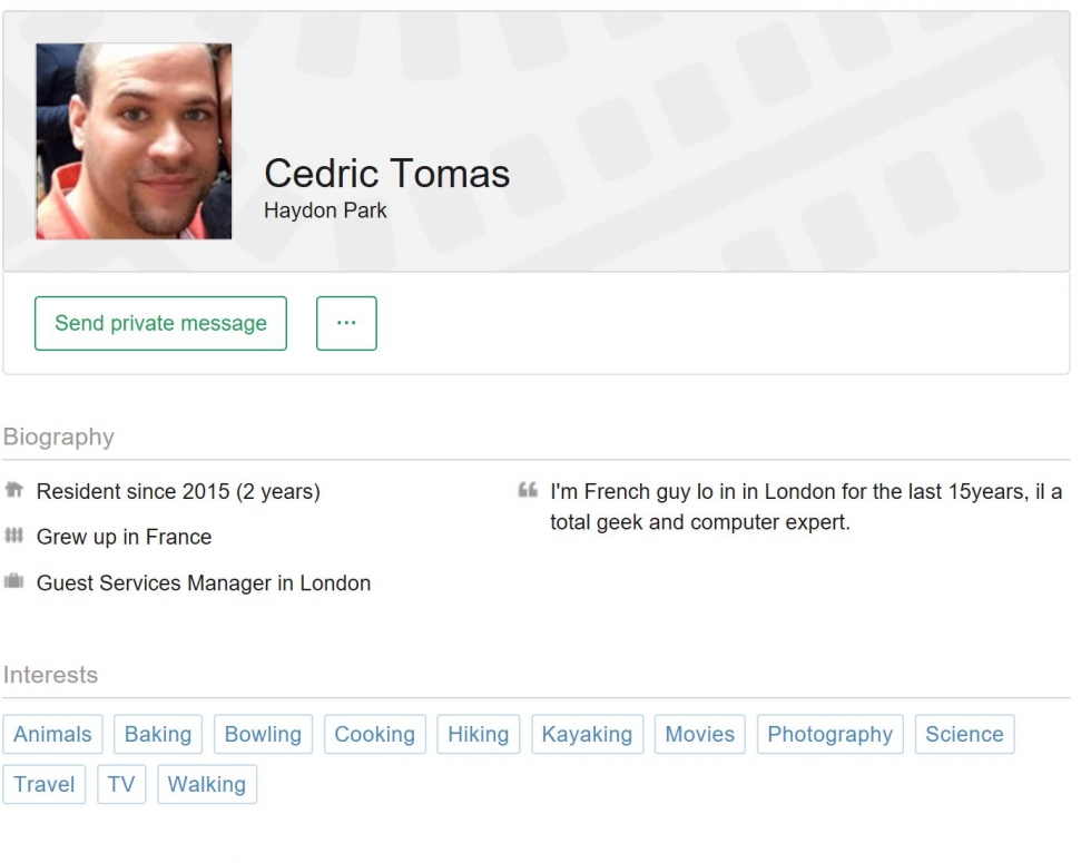 Lets send a message to Cedric for example, click on send private message 