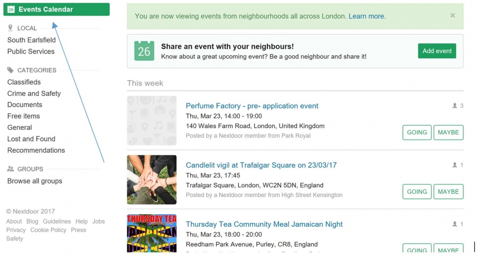 Click on events to see all the events in your area 
