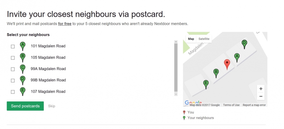 Invite your neighbours by clicking on their addresses 