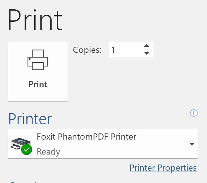 Printing on office 365