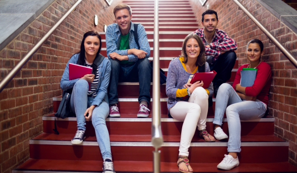 students on stairs