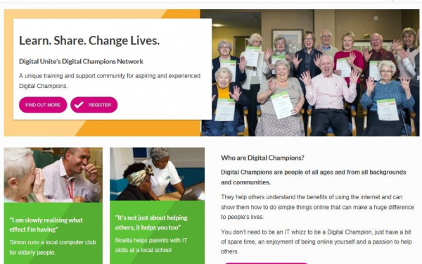 The home page of our Digital Champions Network